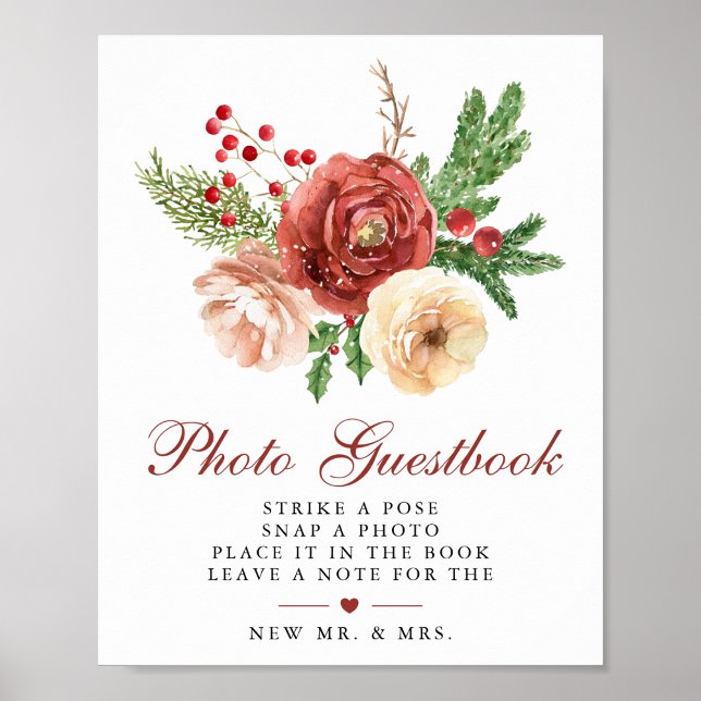 Noël Floral Foliage Mariage Photo Livre d'or (Créateur téléchargé)