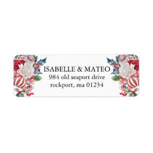 Noël Floral Greenery Mariage Retour Adresse