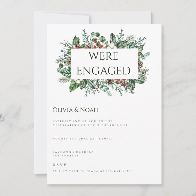 Noël Foliage Engagement Fête Invitation (Devant)
