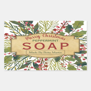 Noël Folithe Mistletoe Holly Soap Étiquettes