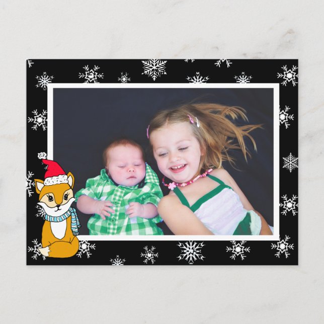 Noël Fox mignonne Carte photo personnalisé (Devant)
