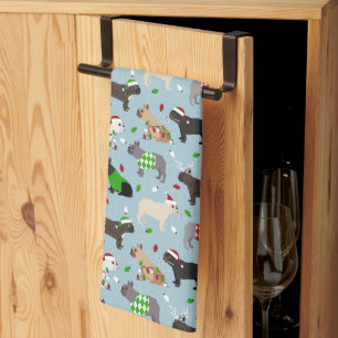 Noël Français Bulldog serviette de cuisine