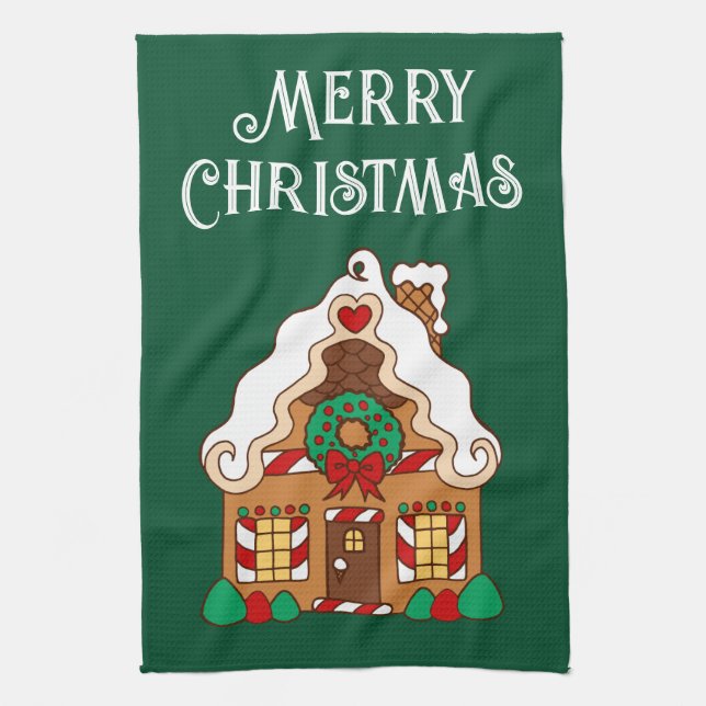 Noël Gingerpain Maison Serviette de cuisine (Vertical)