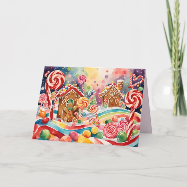 noël gingerpain maisons carte de voeux (Devant)