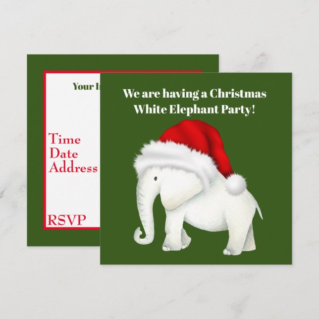 Noël Gîtes d'éléphant blanc invitation (Devant / Derrière)