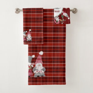 Noël Gnome Rouge Plaid Amour Joie Paix Gris
