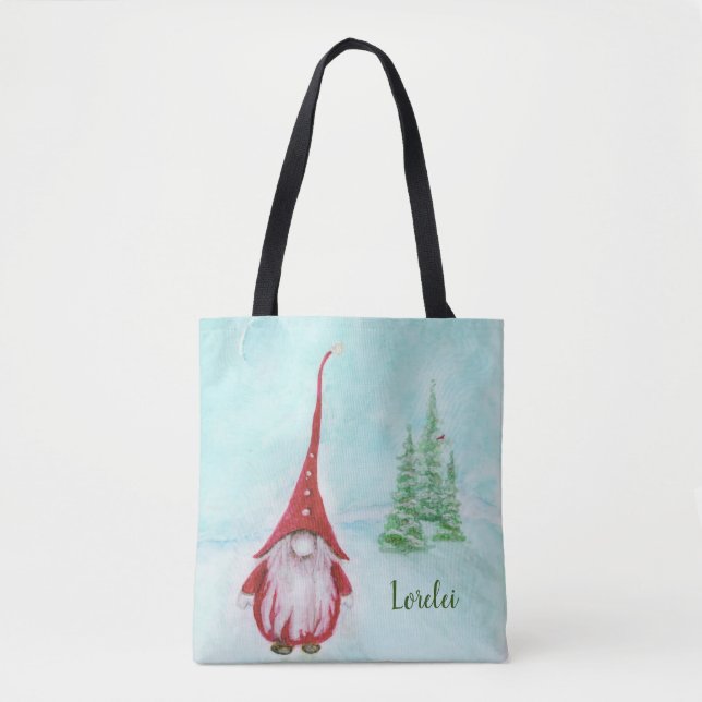 Noël Gnome Sac fourre-tout Whimsical personnalisé (Devant)