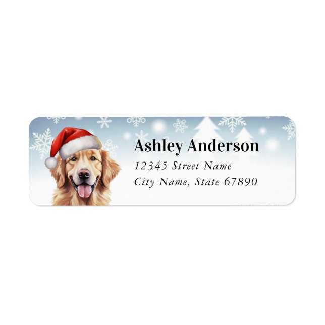 Noël Golden Retriever Retourner Adresse Étiquettes (Devant)