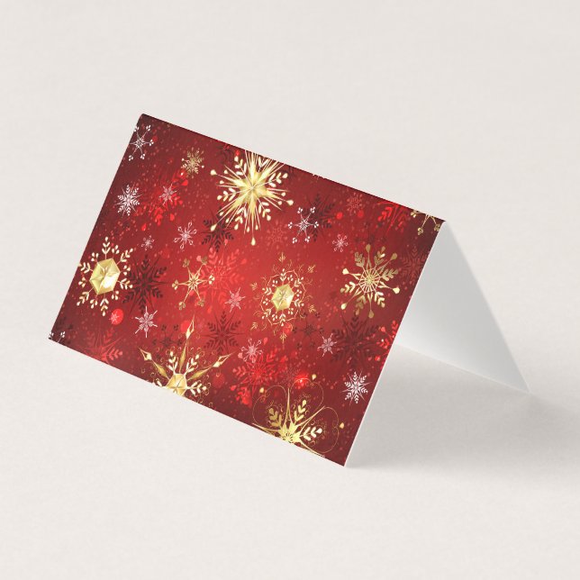 Noël Golden Snowflakes sur Arrière - plan rouge (Front)
