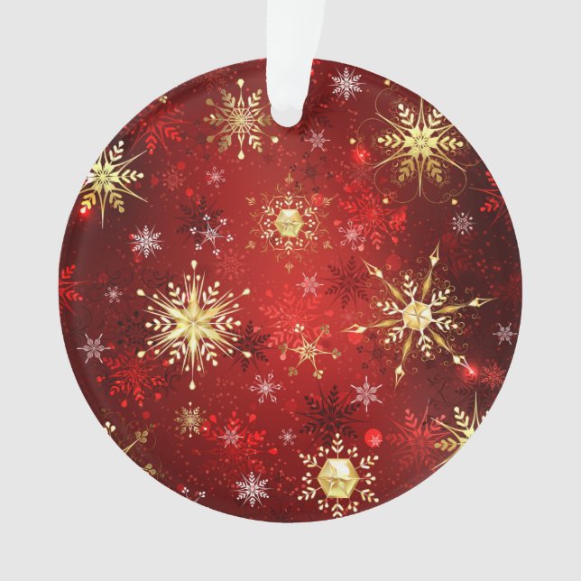 Noël Golden Snowflakes sur Arrière - plan rouge (devant)