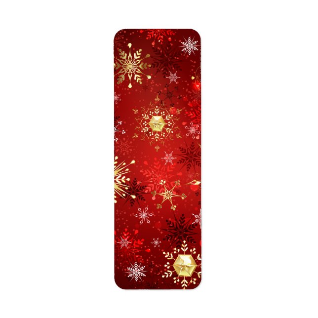 Noël Golden Snowflakes sur Arrière - plan rouge (Devant)