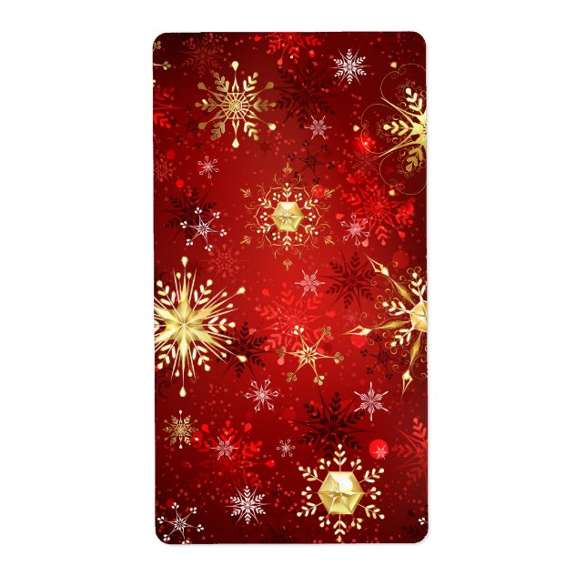 Noël Golden Snowflakes sur Arrière - plan rouge (Devant)