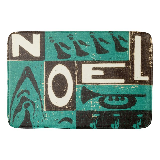 Noel Green Block Print Bath Mat (Front)