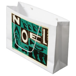 Noel Green Block Print Large Gift Bag