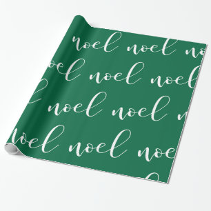 Noel Green Christmas Script Wrapping Paper