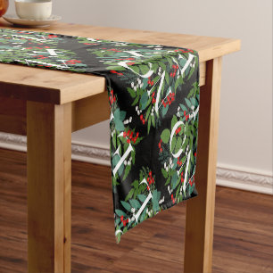 NOEL Greenery and Berries Christmas Short Table Runner