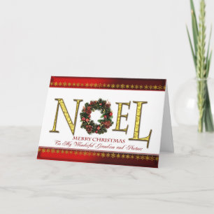 Noel greetings for grandson and partner holiday card