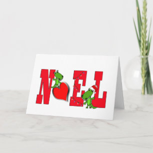 Noel Heart Cute Alligator Card on white