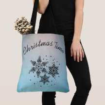 Noël Heure Snowflakes Sac fourre-tout Motif