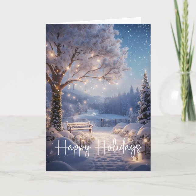 Noël hiver Magique Jardin de vacances Carte (Devant)