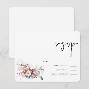 Noël hiver Poinsettia Berries Mariage RSVP