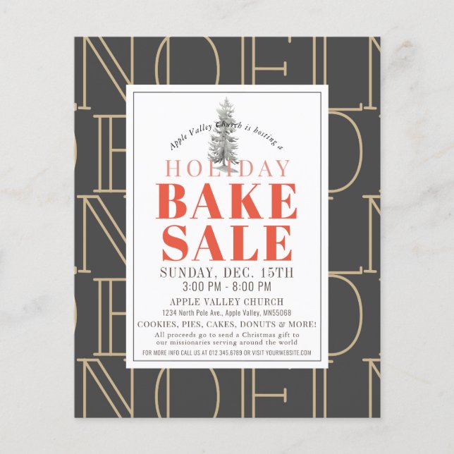 NOEL Holiday Bake Sale Dark Grey Flyer (Front)