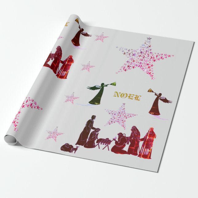 Noel Holiday Colours  Wrapping Paper (Unrolled)