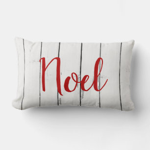 Noel Holiday Wreath Shiplap Rustic Wood Lumbar Pillow