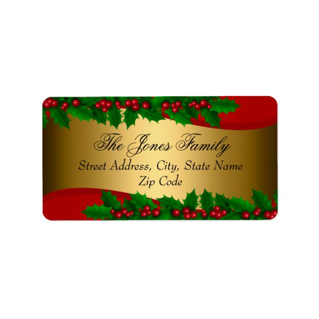 Noël Holly Feuille Étiquettes de adresse (Devant)