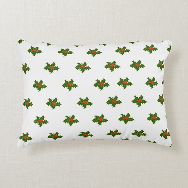 Noël Holly Motif Coussin rond (Devant)