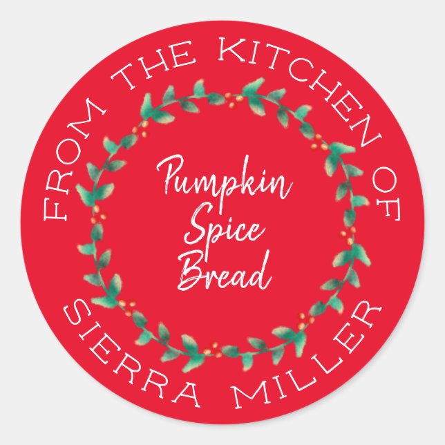 Noël Holly Wreath cuisine Traitements Étiquette ro (Devant)