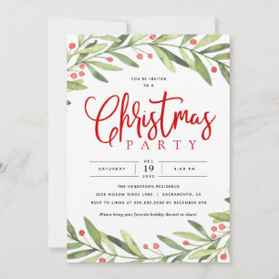 Noël Holly Wreath Fête Invitation