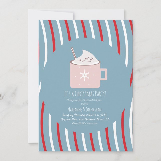 Noël Hot Cocoa Party Sucre de canne Invitation (Devant)