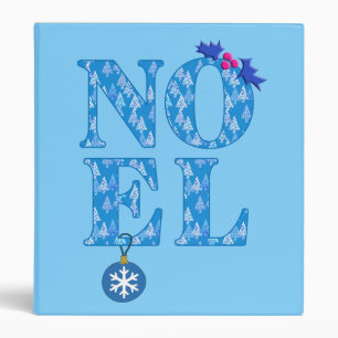 NOEL in a Blue Christmas Tree Pattern Binder