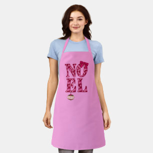 NOEL in a Burgundy Christmas Tree Pattern  Apron