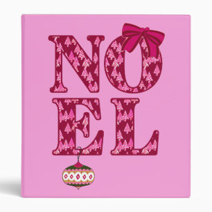 NOEL in a Burgundy Christmas Tree Pattern Binder