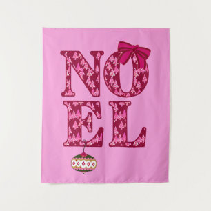 NOEL in a Burgundy Christmas Tree Pattern  Tapestry