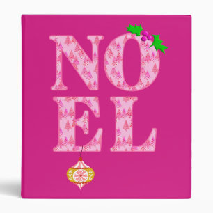 NOEL in a Pink Christmas Tree Pattern Binder