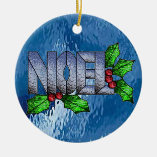 Noel in Stained Glass Ceramic Ornament