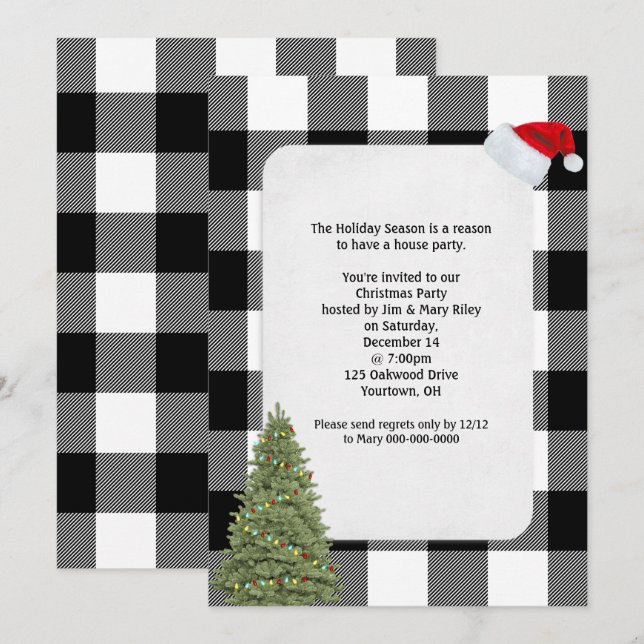 Noël Invitation buffalo conception plaid (Devant / Derrière)