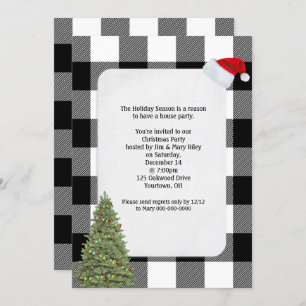 Noël Invitation buffalo conception plaid