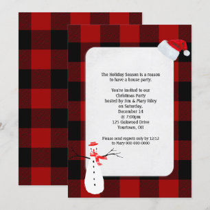 Noël Invitation buffalo conception plaid