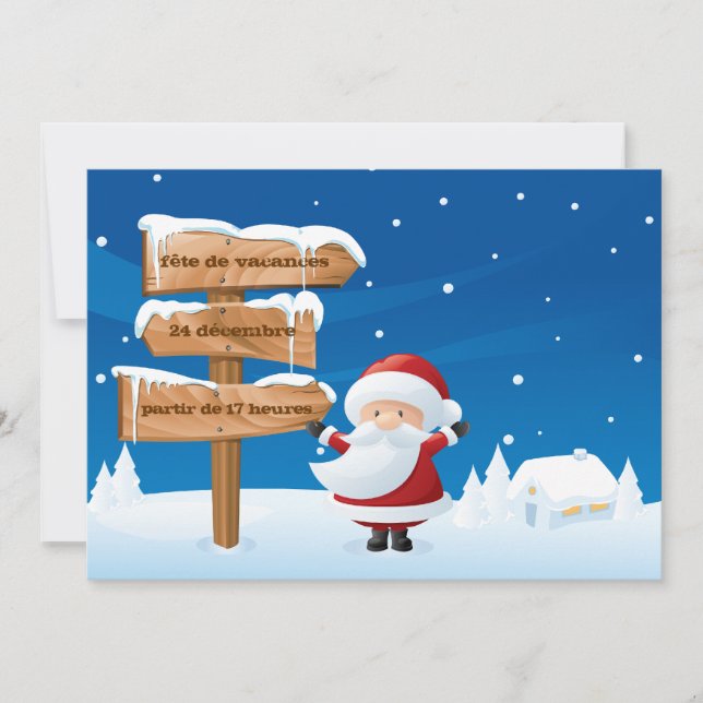 Noël Invitation de fête de vacances de Santa (Front)