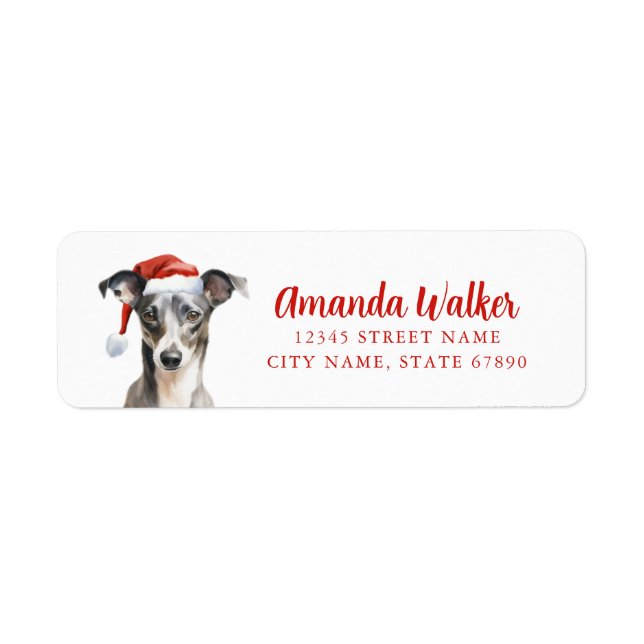 Noël Italien Greyhound Retourner Adresse Étiquette (Devant)