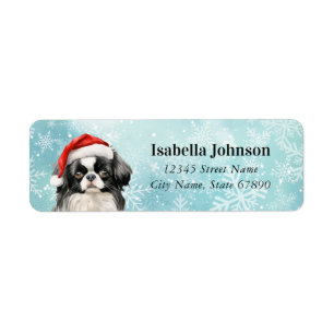 Noël Japonais Chien Chin Retourner Adresse Étiquet
