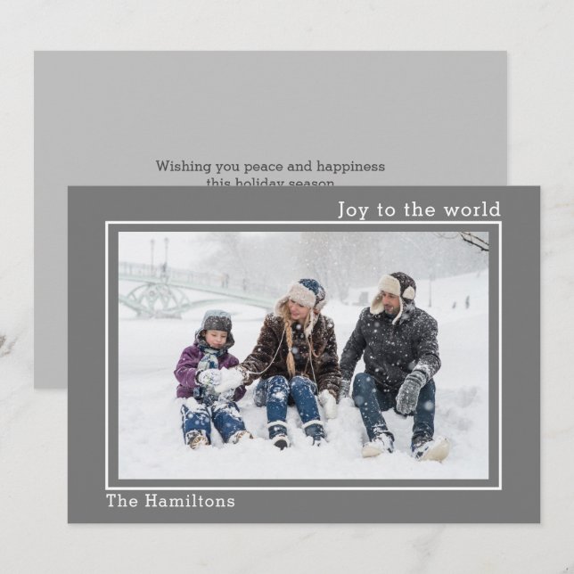 Noël Joie Au Monde Photo Carte Personnalisée (Devant / Derrière)
