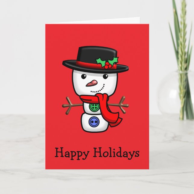 Noël Jolly Snowman Carte de vacances pliée (Devant)