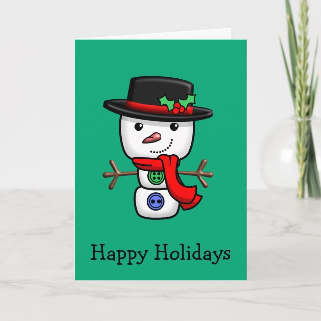 Noël Jolly Snowman Carte de vacances pliée (Devant)