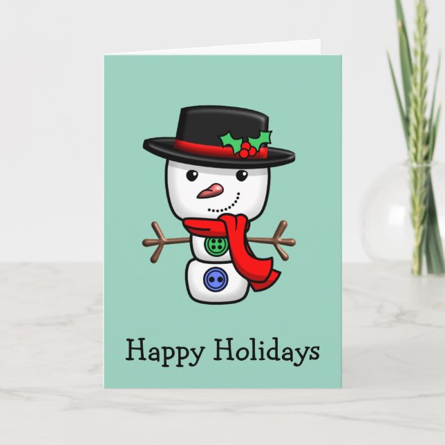 Noël Jolly Snowman Carte de vacances pliée (Devant)