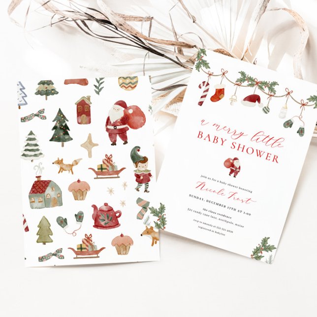 Noël Joyeux Petit Baby shower Invitation (christmas baby shower invitation)